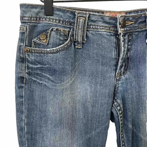 NOBO sz 9 Juniors y2k 2000s Bratz Mall Low Rise Flare Butt Detail Boho Hippie